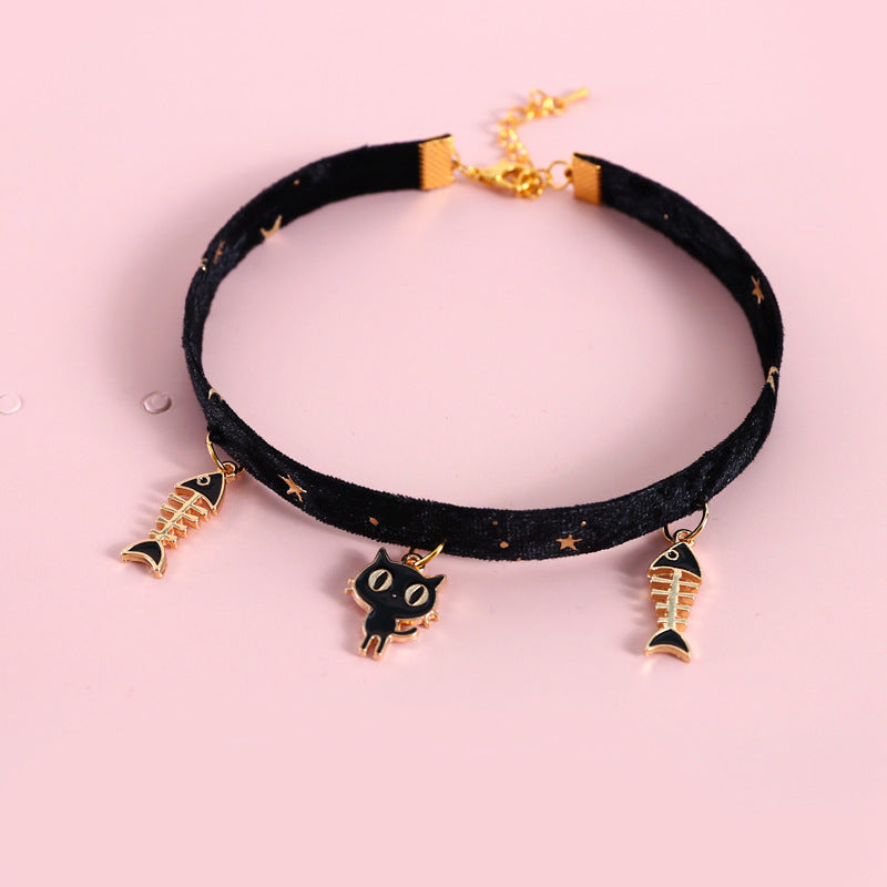 Velvet Pet Collar with Star Jewelry for Small Dogs & Cats