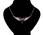 Angel Wings Pendant and Sweater Necklace with Gems