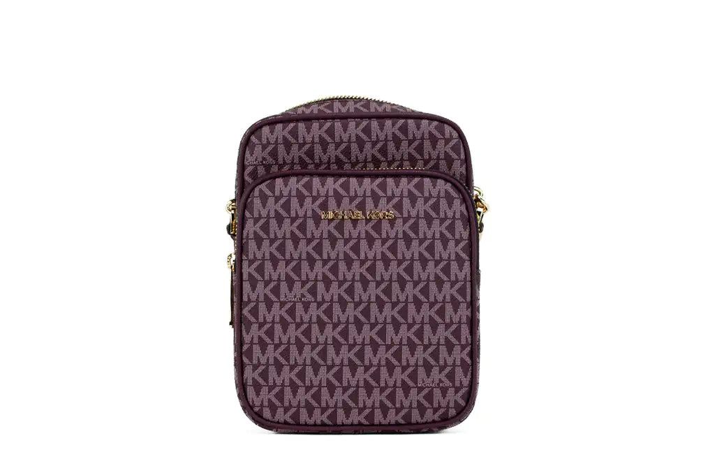 Michael Kors Medium Bordeaux Signature Leather North South Chain Crossbody Bag