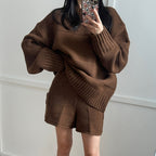 Women's Knit Sweater & High Waist Shorts Set