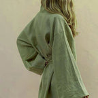 Summer Women's Short Sleeve Tie Cardigan and Shorts Set