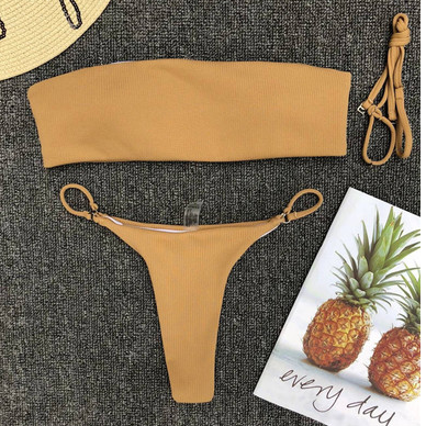 Bandeau Top and String Thong Bikini Set