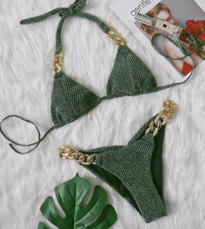 Gold Chain Triangle Bikini Set