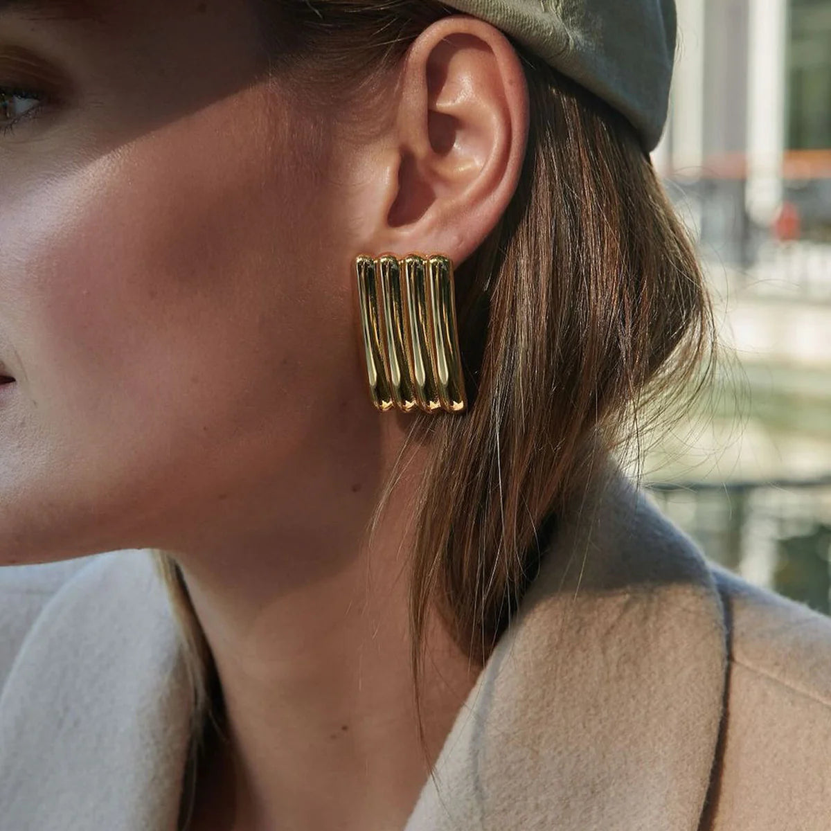 Stainless Steel Striped Earrings | Jewelry