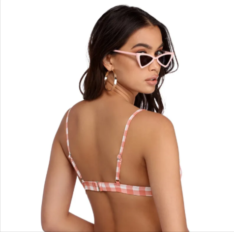 Gingham Check High-Waist Bikini Set