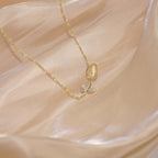 Korean Chic Rose Pendant Cat Eye Necklace