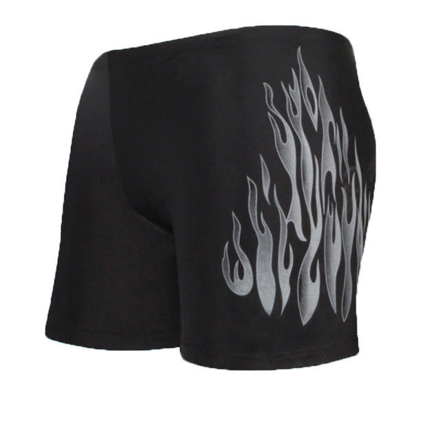 Men's Red Flame Print Swim Trunks