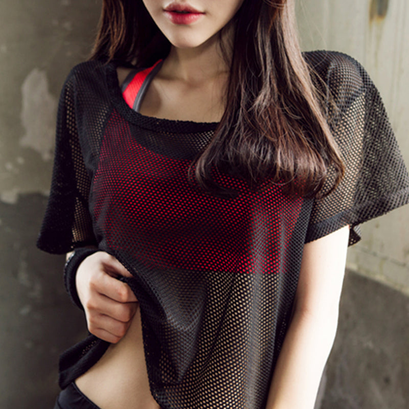 Sheer Mesh Crop Top Cover-Up