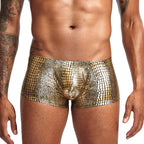 Men's Metallic Snakeskin Low-Waist Boxer Trunks