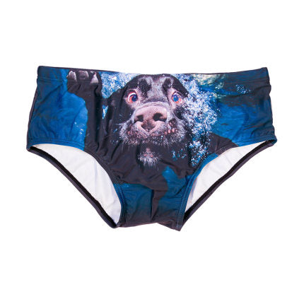 Men's Novelty Dog Print Swim Briefs