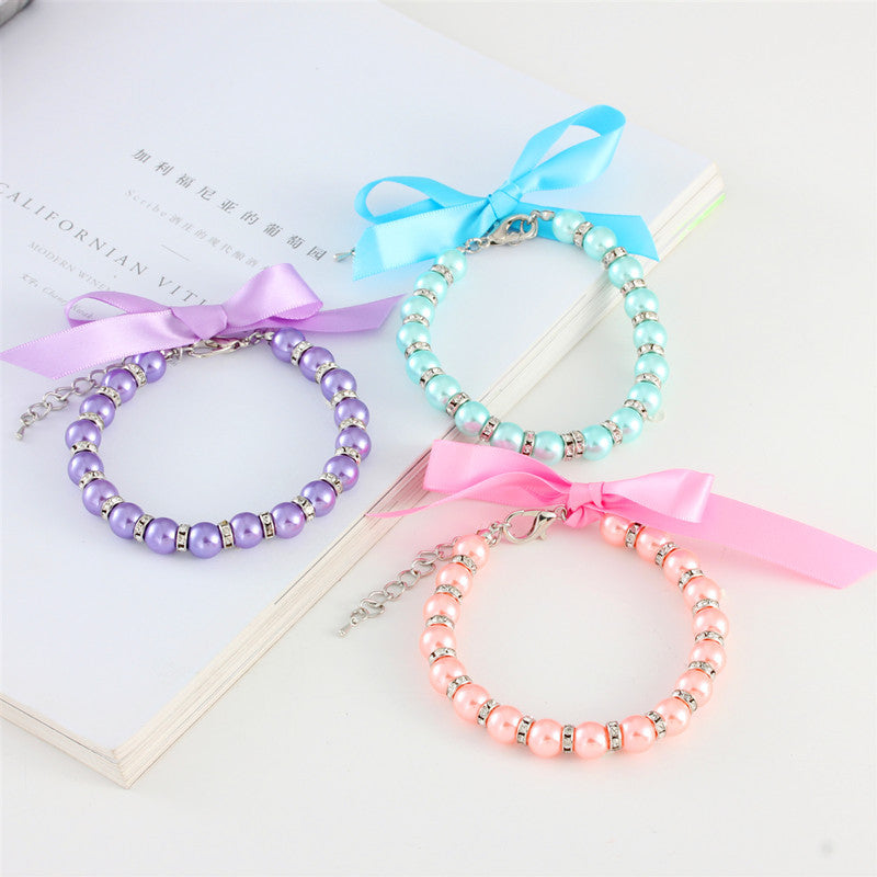 Striped Pearl Necklace Pet Collar for Fashionable Pets