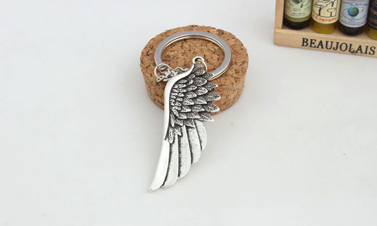 Heart-Shaped Rhinestone Keychain with Angel Wings | Accessory
