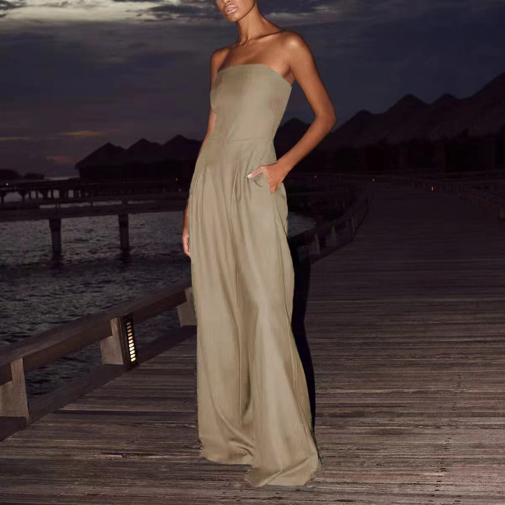 Women's Tube Top Wide-Leg Jumpsuit