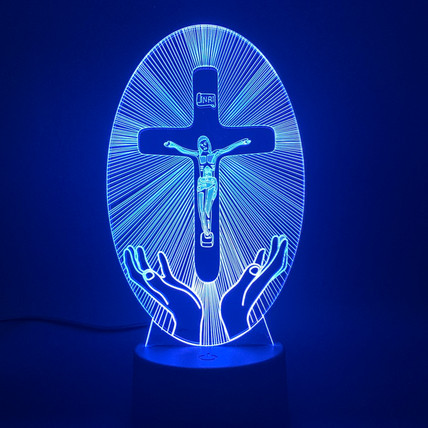 Luz de Noche Cruz de Jesús Acrílica 3D