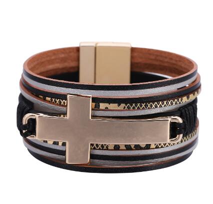 Personalized Cross Magnetic Buckle Bracelet