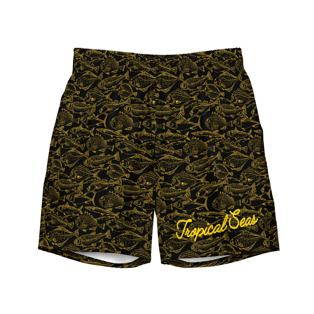 Men's Gold Fish Print Swim Trunks