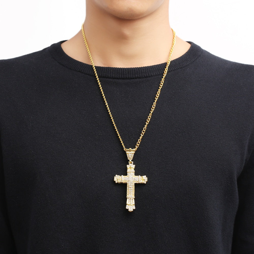 Hip Hop Cross Necklace with Diamond Pendant for Men | Christian Jewelry
