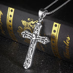 Jesus Cross Pendant Necklace for Men - Titanium Steel Christian Jewelry
