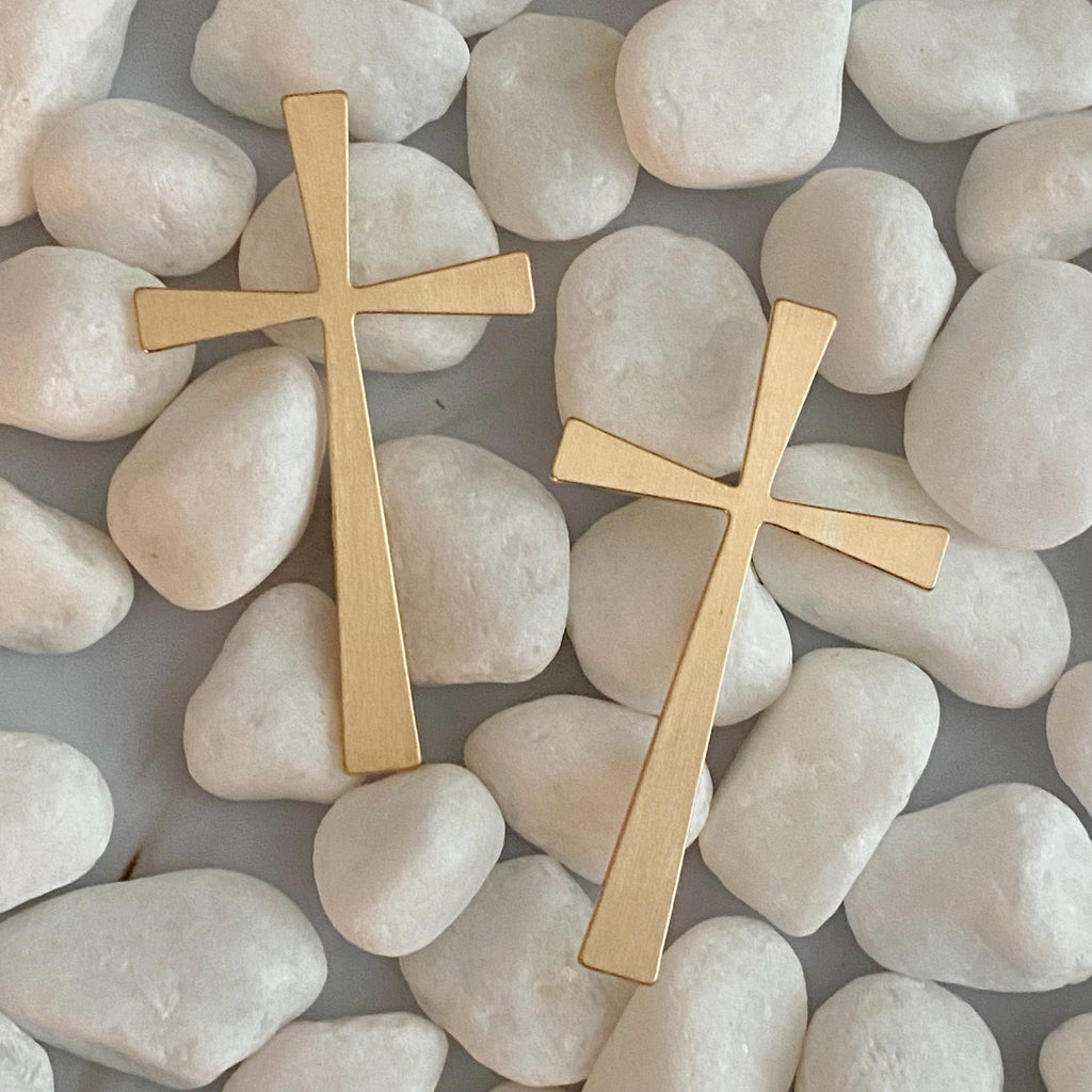 Satin Finish Cross Earrings