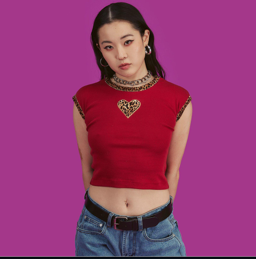 Leopard Print Heart Crop Top Sleeveless T-Shirt