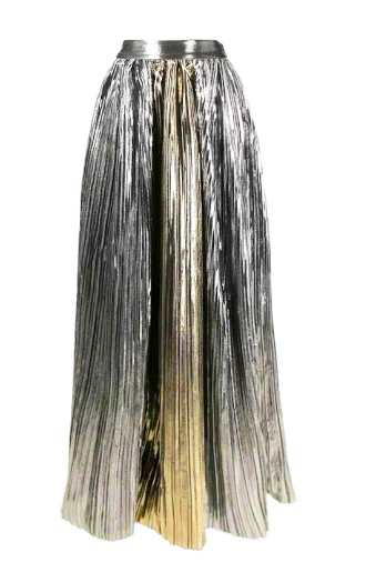 Metallic Gold and Silver Strapless One-Piece Swimsuit