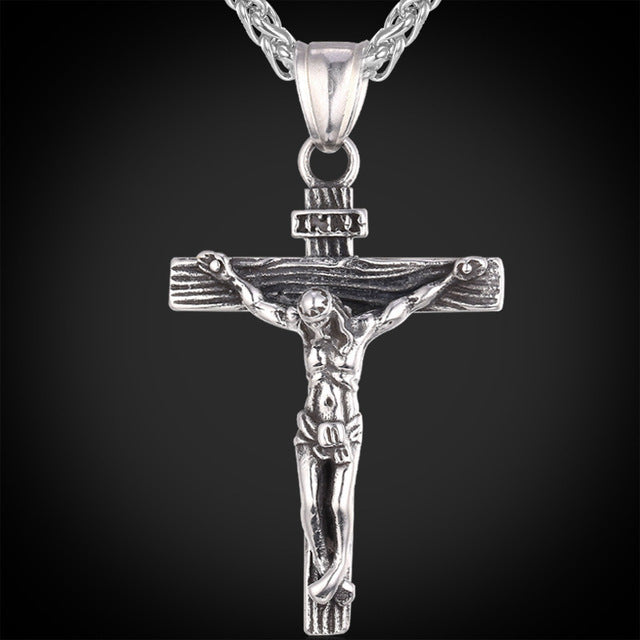 Stainless Steel Jesus Cross Necklace with Chain | Christian Jewelry