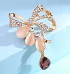Fashion Bowknot Cat's Eye Brooch with Crystal Pin