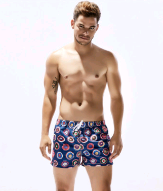 Men's Quick-Dry Striped Floral Swim Trunks