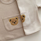 Baby Girls Waffle Bear Tee and Shorts Clothing Set