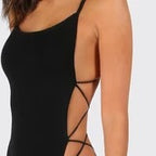 Backless Side Lace-Up One-Piece Swimsuit