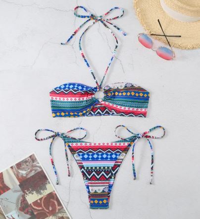 Tribal Print Bandeau Bikini Set