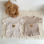 Baby Girls Waffle Bear Tee and Shorts Clothing Set