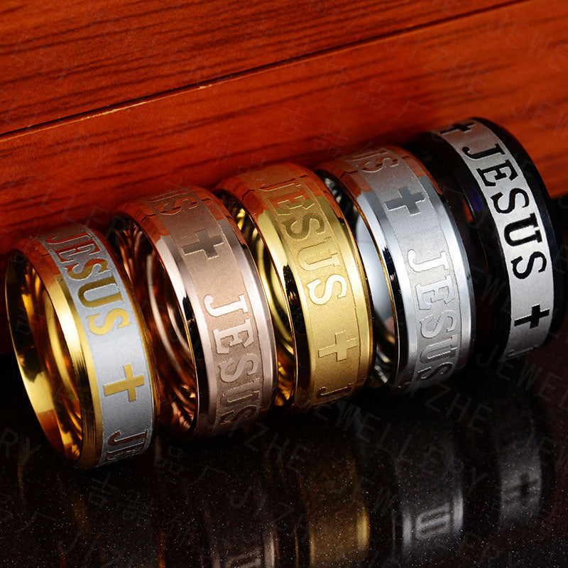 Jesus Cross Titanium Steel Ring