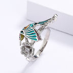 Hummingbird Epoxy Colorful Bird Pastoral Style Ring