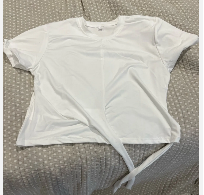 2024 Summer Women's Basic Crop Top with Tie Detail