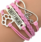 Woven Bracelet with Cat Paw Charm and Letter Beads