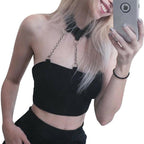 Gothic Hip Hop Women’s Chain Halter Neck Crop Top