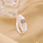 Black and White Ceramic Cross Ring