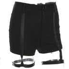 Gothic Black Shorts with Lace-up Design for Women