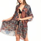 Boho Print Chiffon Kimono Beach Cover-Up
