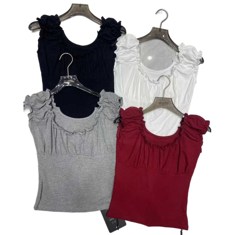 Square Neck Tube Top Short T-Shirt for Women