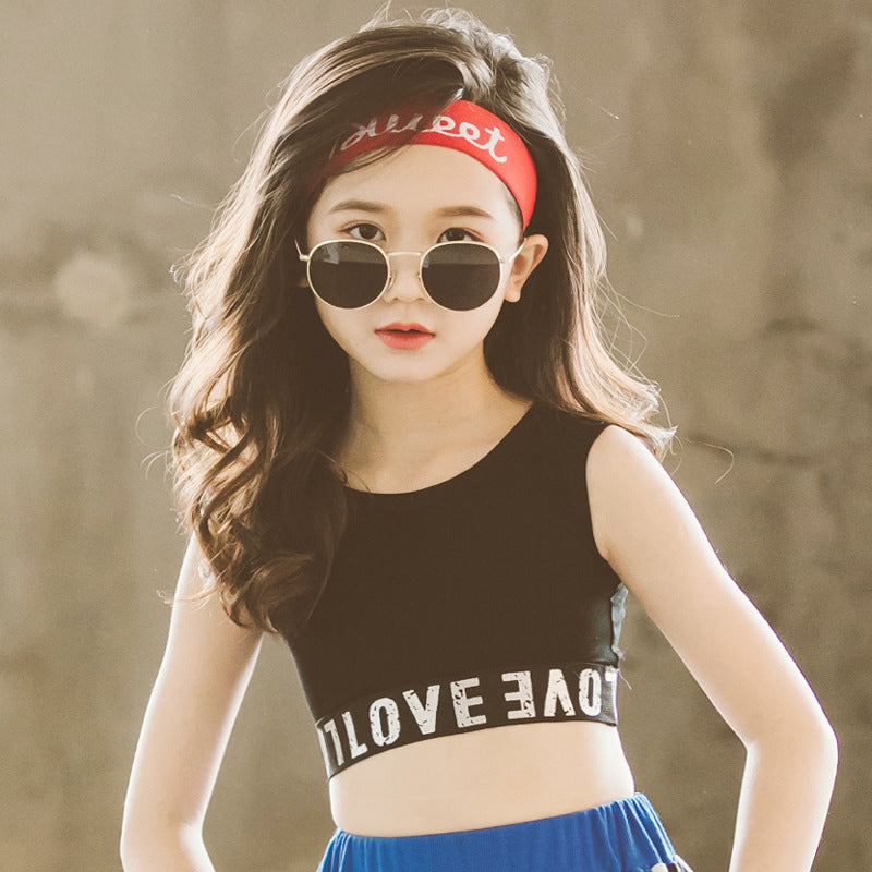 Girls' High-Waisted Knitted Crop Top for Dance