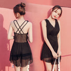 Pleated Skirted One-Piece Swimdress