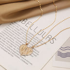 Gold Plated Two-Half Jesus Heart Pendant Necklace