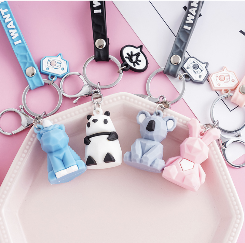 Creative Cartoon Geometric Animal Keychain - Dino & Panda | Accessory