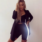 Women’s Reflective Strap Crop Top & High-Waist Shorts Set