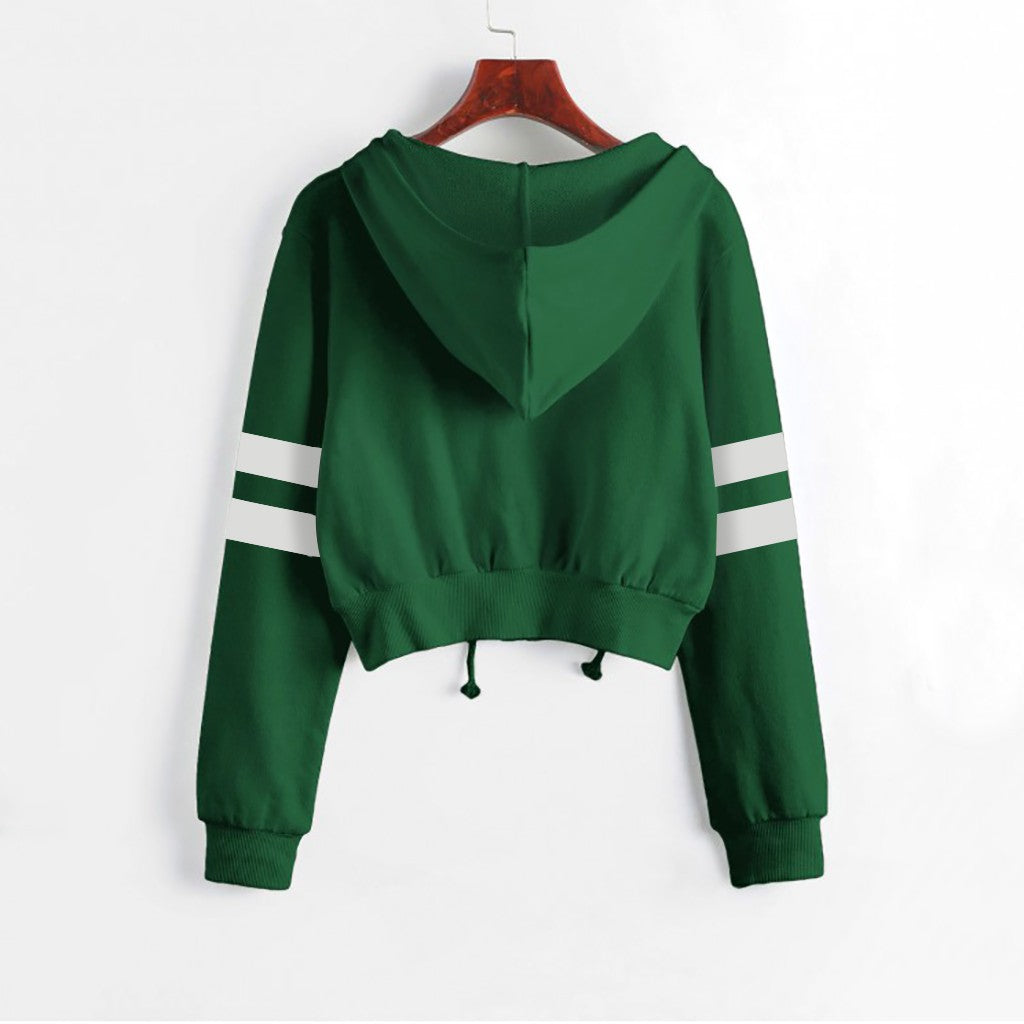 Women’s Y2K Cropped Hoodie - Long Sleeve Stripe Sweatshirt | Streetwear