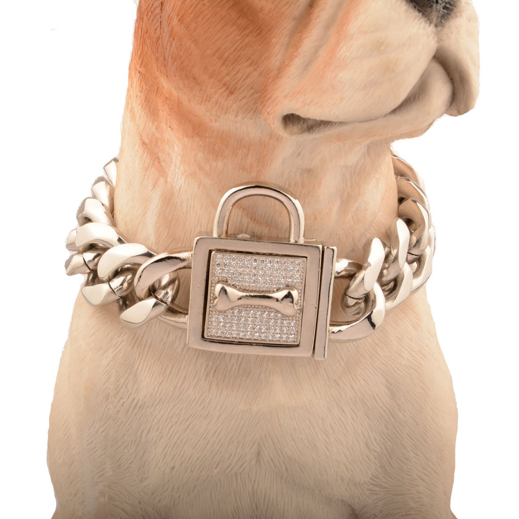 19mm Titanium Steel Dog Chain with Insets