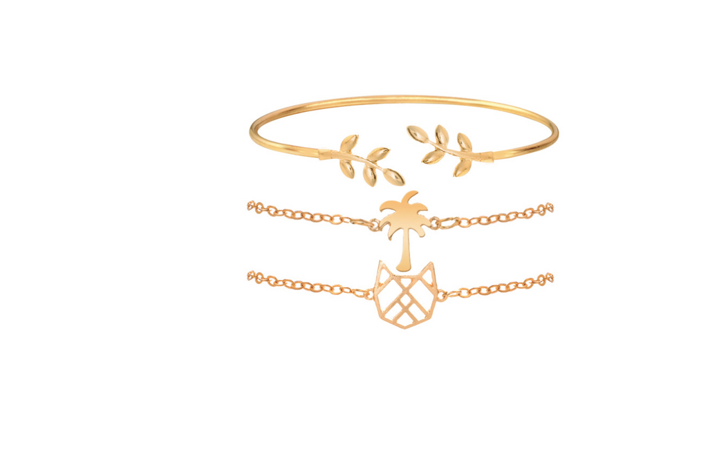 Coconut Tree and Cat Charm Bracelet and Bangle