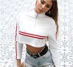 Striped Long Sleeve Cropped Hoodie for Women